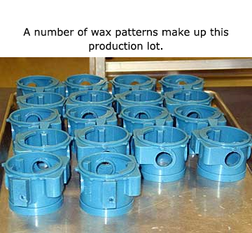 A number of wax patterns make up this production lot